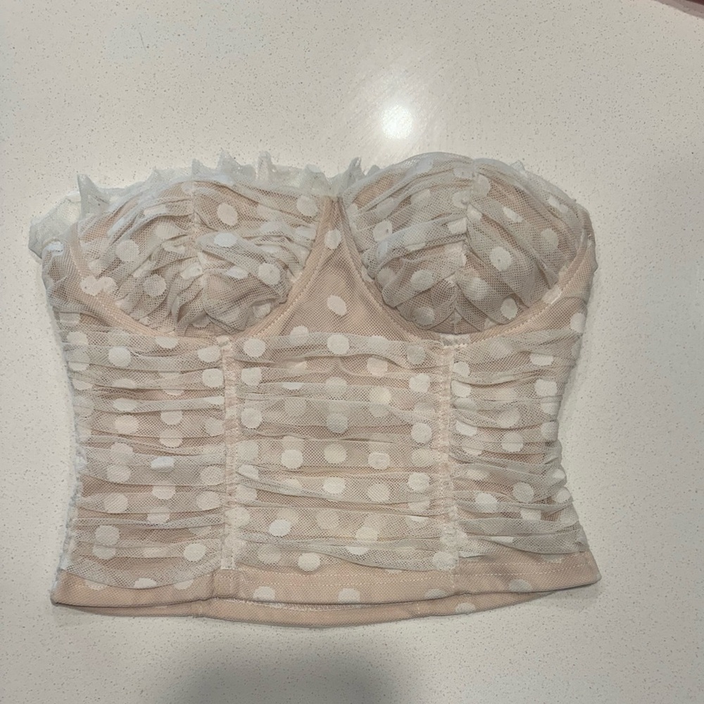 Polka Dot Strapless Bustier Top